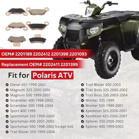 Front & Rear Sintered Brake Pads Compatible With Polaris Sportsman Magnum Trail Blazer Trail Boss Xplorer Xpedition Scrambler 500 425 400 335 330 325 250 in Kuwait