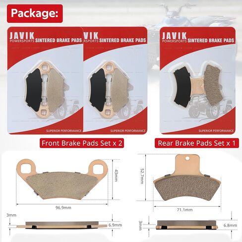 Front & Rear Sintered Brake Pads Compatible With Polaris Sportsman Magnum Trail Blazer Trail Boss Xplorer Xpedition Scrambler 500 425 400 335 330 325 250 in Kuwait