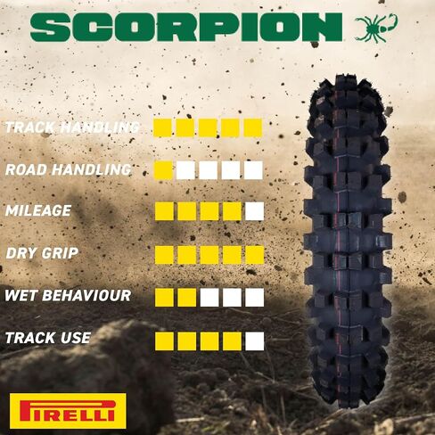 Pirelli Scorpion MX 32 Mid Hard 110/90-19 Rear Dirt Bike Tire with Keychain - Single in Saudi Arabia