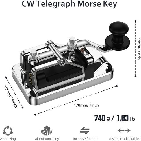 مفتاح رمز مورس CW - مفتاح تلغراف تلقائي ثقيل مجداف واحد على شكل جمل خلفي مفتاح نجمي مغناطيسي من سبائك الألومنيوم (أزرق) in Kuwait