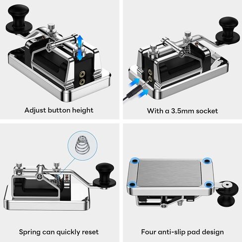 مفتاح رمز مورس CW - مفتاح تلغراف تلقائي ثقيل مجداف واحد على شكل جمل خلفي مفتاح نجمي مغناطيسي من سبائك الألومنيوم (أزرق) in Kuwait