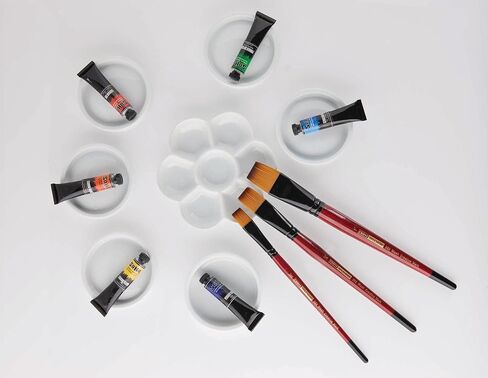فرشاة طلاء السمور الاصطناعية ذات مقبض قصير من Creative Mark Ebony Splendor، مجموعة مستديرة مكونة من 7 قطع، شعر Teijin متعدد الشعيرات، فرش طلاء صناعية مصنوعة يدويًا للطلاء الأكريليك، والرسم بالألوان المائية والمزيد in Saudi Arabia