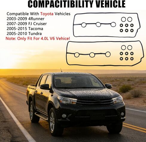 2 Pcs Valve Cover Gasket Set Compatible with Toyota Vehicle Tacoma 4Runner FJ Cruiser Tundra 4.0L V6, Replaces# VS50634R, VS50484, 11213AD010, 11214AD010 in Saudi Arabia