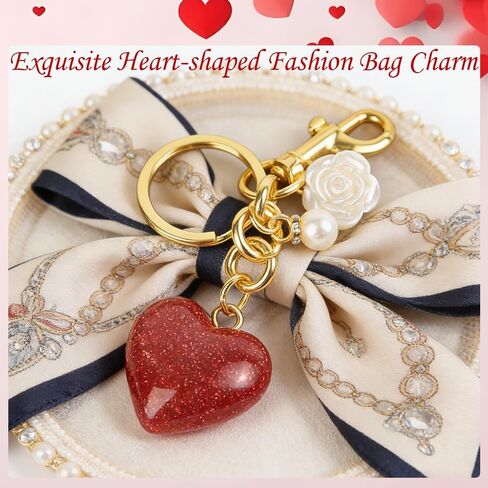 Cute Key Chain for Women, Heart-shaped Bag Charms for Bag Accessories, Perfect Bag Charms for Women in Saudi Arabia