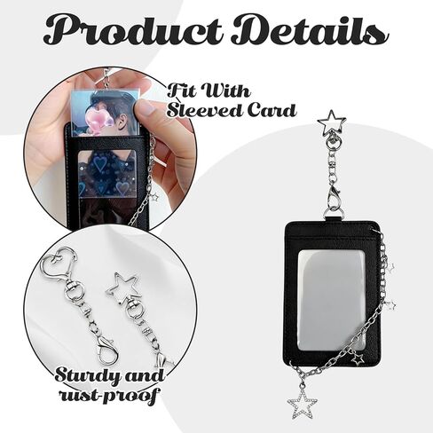 K-pop Photocard Holder Keychain with Metal Chain,Photocard Holder Keychain for Fans,Photocard Keychain with Star Design,Photo Card Holder Keychain with Chain for Daily Use & K-pop Events in Kuwait