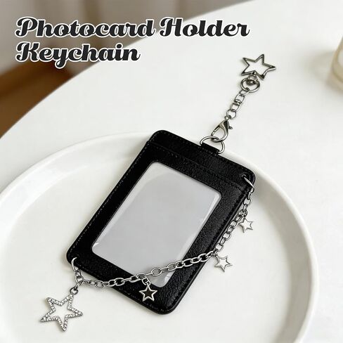 K-pop Photocard Holder Keychain with Metal Chain,Photocard Holder Keychain for Fans,Photocard Keychain with Star Design,Photo Card Holder Keychain with Chain for Daily Use & K-pop Events in Kuwait