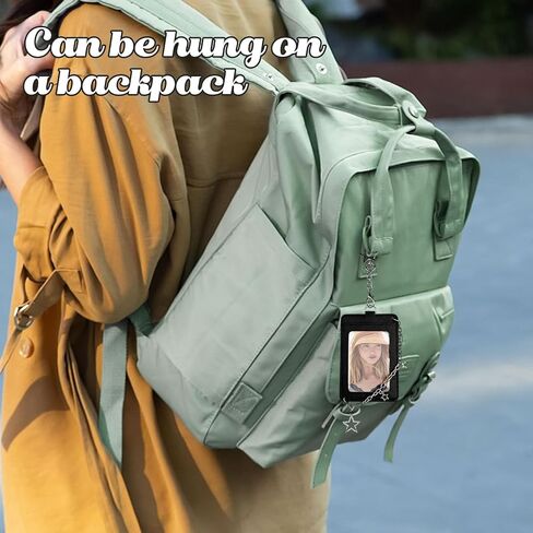 K-pop Photocard Holder Keychain with Metal Chain,Photocard Holder Keychain for Fans,Photocard Keychain with Star Design,Photo Card Holder Keychain with Chain for Daily Use & K-pop Events in Kuwait