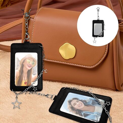 K-pop Photocard Holder Keychain with Metal Chain,Photocard Holder Keychain for Fans,Photocard Keychain with Star Design,Photo Card Holder Keychain with Chain for Daily Use & K-pop Events in Kuwait