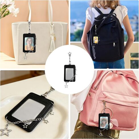 K-pop Photocard Holder Keychain with Metal Chain,Photocard Holder Keychain for Fans,Photocard Keychain with Star Design,Photo Card Holder Keychain with Chain for Daily Use & K-pop Events in Kuwait