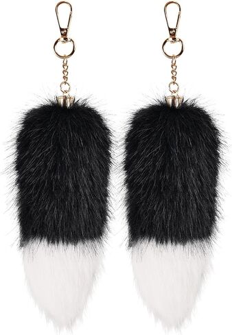 whitefeather 2 Pcs Fox Tail Keychain – Foxtail Fluffy Plush Tail Keychain for Bag Charm, Purse Charm, Cosplay Accessories in Saudi Arabia