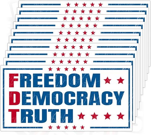 (10Pcs-7.5x3.75in) Freedom Democracy Truth Bumper Stickers Subtle Patriotic Foxglove Daisy Tulip Waterproof Vinyl Stickers Decals for Walls Windows Trucks Cars in Kuwait