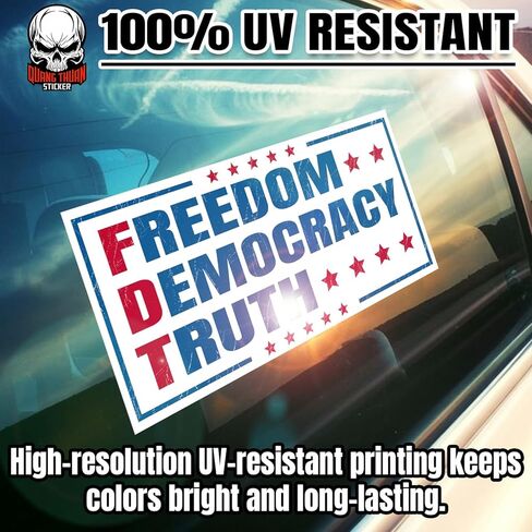 (10Pcs-7.5x3.75in) Freedom Democracy Truth Bumper Stickers Subtle Patriotic Foxglove Daisy Tulip Waterproof Vinyl Stickers Decals for Walls Windows Trucks Cars in Kuwait
