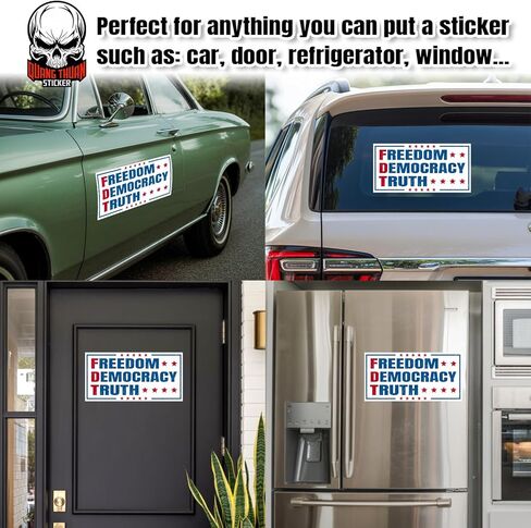 (10Pcs-7.5x3.75in) Freedom Democracy Truth Bumper Stickers Subtle Patriotic Foxglove Daisy Tulip Waterproof Vinyl Stickers Decals for Walls Windows Trucks Cars in Kuwait