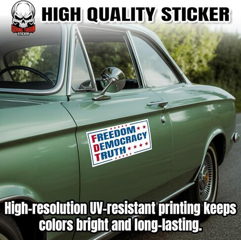 (10Pcs-7.5x3.75in) Freedom Democracy Truth Bumper Stickers Subtle Patriotic Foxglove Daisy Tulip Waterproof Vinyl Stickers Decals for Walls Windows Trucks Cars in Kuwait