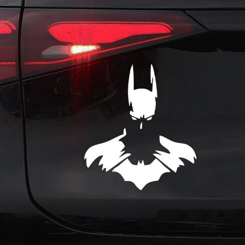 Batman Logo Car Decal Sticker (6.3x7.09 Inch) - White Vinyl for Window, Truck, SUV, Laptop - Waterproof Superhero Outdoor Decor in Saudi Arabia