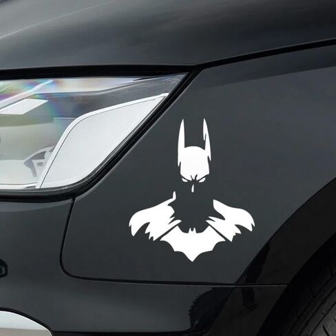 Batman Logo Car Decal Sticker (6.3x7.09 Inch) - White Vinyl for Window, Truck, SUV, Laptop - Waterproof Superhero Outdoor Decor in Saudi Arabia
