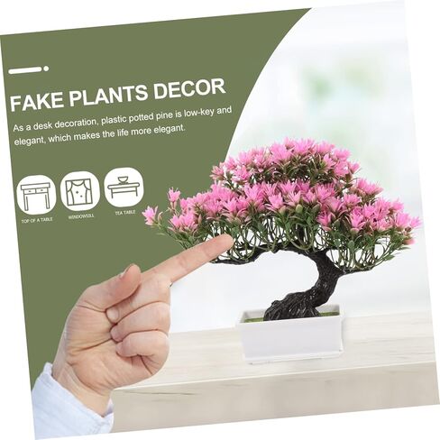 Decorative Fake Bonsai Tree Artificial Potted Plant for Dining Table Living Room Kitchen Desk Home Fake Pine Artificial Plant Ornaments Faux Tree Desktop Adornments in Saudi Arabia