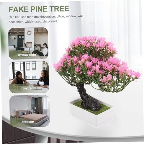 Decorative Fake Bonsai Tree Artificial Potted Plant for Dining Table Living Room Kitchen Desk Home Fake Pine Artificial Plant Ornaments Faux Tree Desktop Adornments in Saudi Arabia