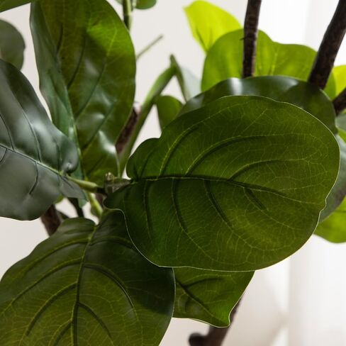 Kate and Laurel Fidmont Faux Fiddle Fig Tree with Livia Woven Basket, 6 FT, Natural Water Hyacinth, Potted Artificial Tree Indoor with Realistic Foliage and Added Moss, Fake Plant for Living Room in Saudi Arabia