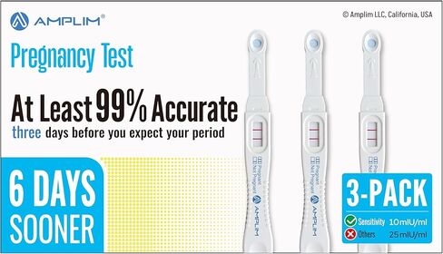 Amplim Early Detection HCG Pregnancy Test – 6 Days Sooner Results at Home | Over 99% Accurate, 10 MIU Sensitivity, Quick 2-Second Midstream Test | Bulk Pack of 10 for Reliable Pregnancy Confirmation in Kuwait