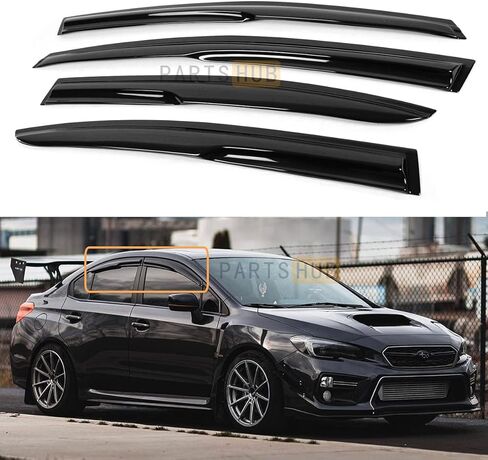 ش. يناسب 2015-2021 Subaru WRX STI JDM 3D متموج نمط Mugen حاجب نافذة واقي المطر، أسود، 634769009723 in Kuwait