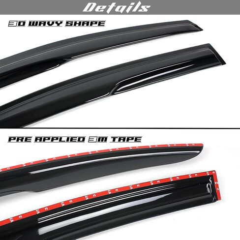 ش. يناسب 2015-2021 Subaru WRX STI JDM 3D متموج نمط Mugen حاجب نافذة واقي المطر، أسود، 634769009723 in Kuwait