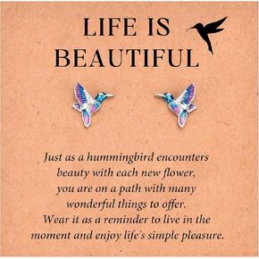 GULICX Hummingbird Gifts for Women, Hummingbird Earrings Jewelry Decor, Christmas Birthday Gifts for Her Women Girls Friends with Card in Kuwait
