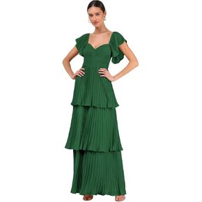 Mollyevers Tiered Pleated Chiffon Bridesmaid Dresses for Women Long A Line Formal Wedding Guest Dress with Sleeves in Kuwait