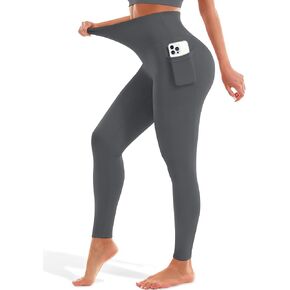 Blue Breath Leggings with Pockets for Women-High Waisted Full Length Yoga Pants Tummy Control Workout Athletic Daily in Saudi Arabia