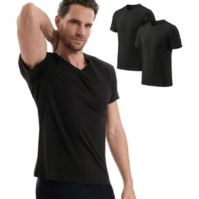 Mens Sweat Block Undershirts 2 Pack,Cotton V Neck Sweatproof T Shirts with Underarm Sweat Pads in Saudi Arabia