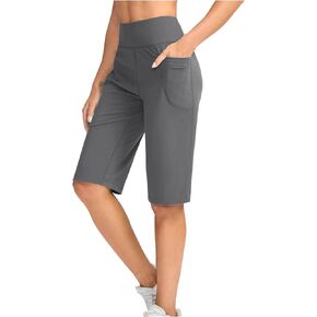 Bermuda Shorts for Women Knee Length High Waisted Shorts Tummy Control Wide Leg Yoga Capri Wide Leg Workout Leggings in Kuwait