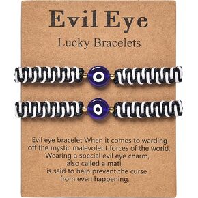 سوار عين الشر للنساء والرجال مصنوع يدويًا بسلسلة حمراء مضفرة تميمة قابلة للتعديل لحماية الصداقة مجوهرات الحظ السعيد in Kuwait