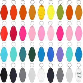 300 Pcs Blank Plastic Keychains Set with Paper Cards & Bags, Acrylic Diamond Shape Motel Keychain Blank, Hotel Keychain Blank, Vintage Luggage Tag, Multi-Color Key Tags for DIY in Kuwait