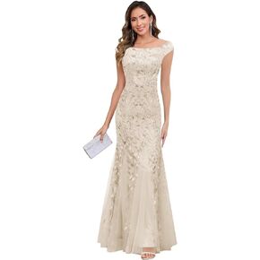VCCICANY Mermaid Mother of The Bride Dresses Long for Women Off The Shoulder Sequin Lace Formal Evening Gown in Kuwait