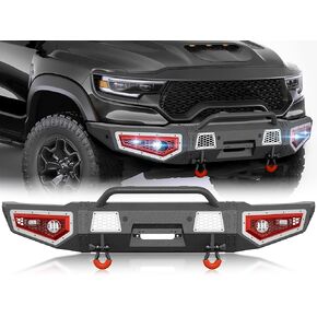 المصد الخلفي للطرق الوعرة Ram 1500 Rebel متوافق مع 2015 2016 2017 2018 Dodge Ram 1500 Rebel، المصد الخلفي لشاحنة بيك اب مع 2 × 18 وات أضواء LED، وأضواء لوحة الترخيص، وفتحات الاستشعار وحلقات D in Kuwait