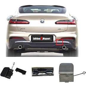 2in1 Rear Tow Cover for 18-21 BMW X4 G02 M Aerodynamics Fit 20dX 20iX 25dX 30dX 30iX M40dX M40ix xDrive sDrive 2018 2019 2020 2021 SAC Bumper Towing Hook Eye Cap in Kuwait