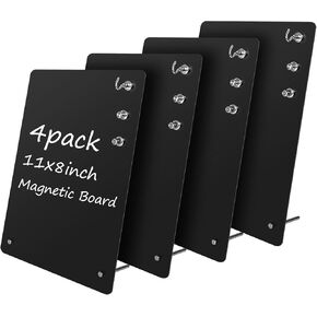 2 Pack 11x8 Inch Magnetic Metal Bulletin Board - Magnet Display Stand with 6 Magnets for Home, School, Kitchen, Office (Black-Vertical) in Saudi Arabia