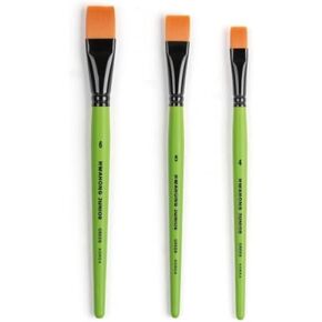 Green Synthetic Fiber Flat Brush Set – Sizes 4, 5, 6 in Kuwait