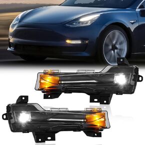 مجموعة مصابيح الضباب LED TODO متوافقة مع طراز Tesla 2017-2022 موديل 3/2019-2024 موديل Y، سائق مصباح الضباب الأمامي OEM وجانب الركاب متوافق مع طراز Tesla 3 1077391-00-E (زوج) in Kuwait