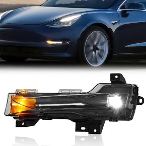 TODO LED Fog Light Assembly Compatible with 2017-2022 Tesla Model 3/2019-2024 Model Y, OEM Front Fog Lamp Driver and Passenger Side Compatible with Tesla Model 3 1077391-00-E (A Pair) in Kuwait