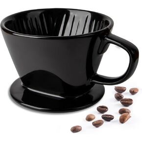 DOWAN Pour Over Coffee Dripper, Non Electric Pour Over Coffee Maker, Porcelain Slow Brewing Accessories for Home, Cafe, Restaurants, Easy Manual Brew Maker, Brown in Kuwait