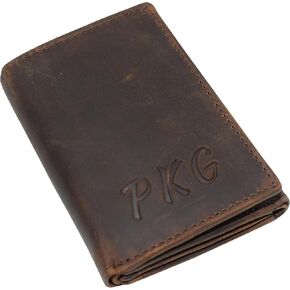 CAZORO Personalized Name Initials Wallets RFID Blocking Mens Classic Trifold Vintage Leather Credit Card ID Wallet (Brown) in Kuwait