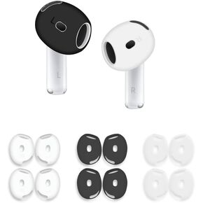 6 Pairs Ear Cover for AirPods 4,Anti Slip Ear Skin Tips Accessories Sport Ultra Thin Slim Soft Silicone Ear Tips Earbuds Gel Cover Compatible with AirPods 4th Generation (White&Black) in Kuwait