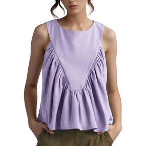 Arssm Women Peplum Babydoll Tank Tops Summer Shirred Swing Sleeveless Loose Fit Shirts Flowy Casual Tank Tops in Kuwait