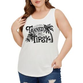 تي شيرت NANYUAYA مقاس كبير للشاطئ بدون أكمام للعطلات للسيدات بطبعات جرافيك شجرة جوز الهند in Kuwait