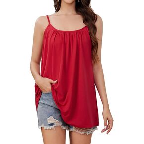 ENMAIN الصيف تانك القمم للنساء فضفاضة تناسب قابل للتعديل السباغيتي حزام بروتيل عادية فلوي أكمام مطوي سترة علوية in Kuwait