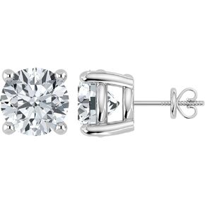 أقراط مرصعة بالألماس من IGI معتمدة من 0.50 إلى 5 قيراط للنساء من الذهب الأبيض/الأصفر عيار 14 قيراط بشكل دائري 4 شقوق لولبية لتغليف صندوق هدايا المجوهرات (لون E-F، وضوح VS1-VS2) in Kuwait