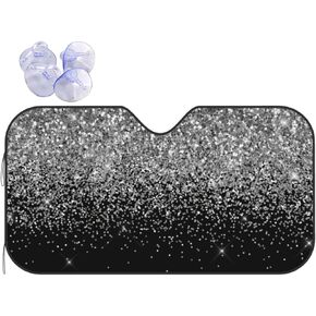 Silver Black Glitter Windshield Sunshade - Fun Foldable Car Front Window Sunshade and Interior Sun Protectionmediummedium in Saudi Arabia
