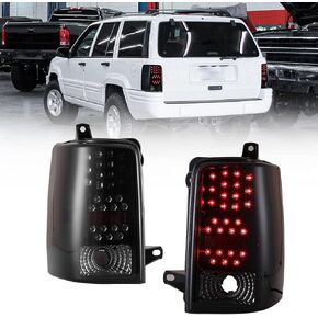 ROXX LED Tail Lights Assembly for 1997 1998 Jeep Grand Cherokee, Taillights with Led Turn Signals, Brake Lights and DRL, Smoke Lens Rear Lights Replacement, Driver & Passenger Side Tail Lamps Pair in Kuwait