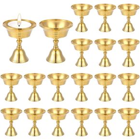 20 Pcs Brass Candle Holder, 2.46 Inch Ghee Lamp Butter Lamp Holder Copper Butter Lamp Cups Metal Golden Cup Candle Holders for Diwali Pooja Devas Diya Easter Weddings Home Decor in Kuwait